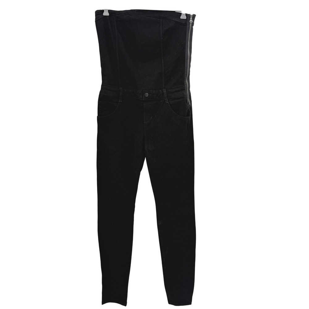 Joes Jeans Womens Black Strapless Denim Jumpsuit Skinny Leg Side Zip W29 USA